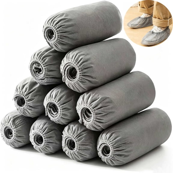 CLIQKWEN Disposable Shoe Covers 100 Pack - Non-Woven Non-Slip Protectors for Indoor Outdoor Home Hospital and Travel