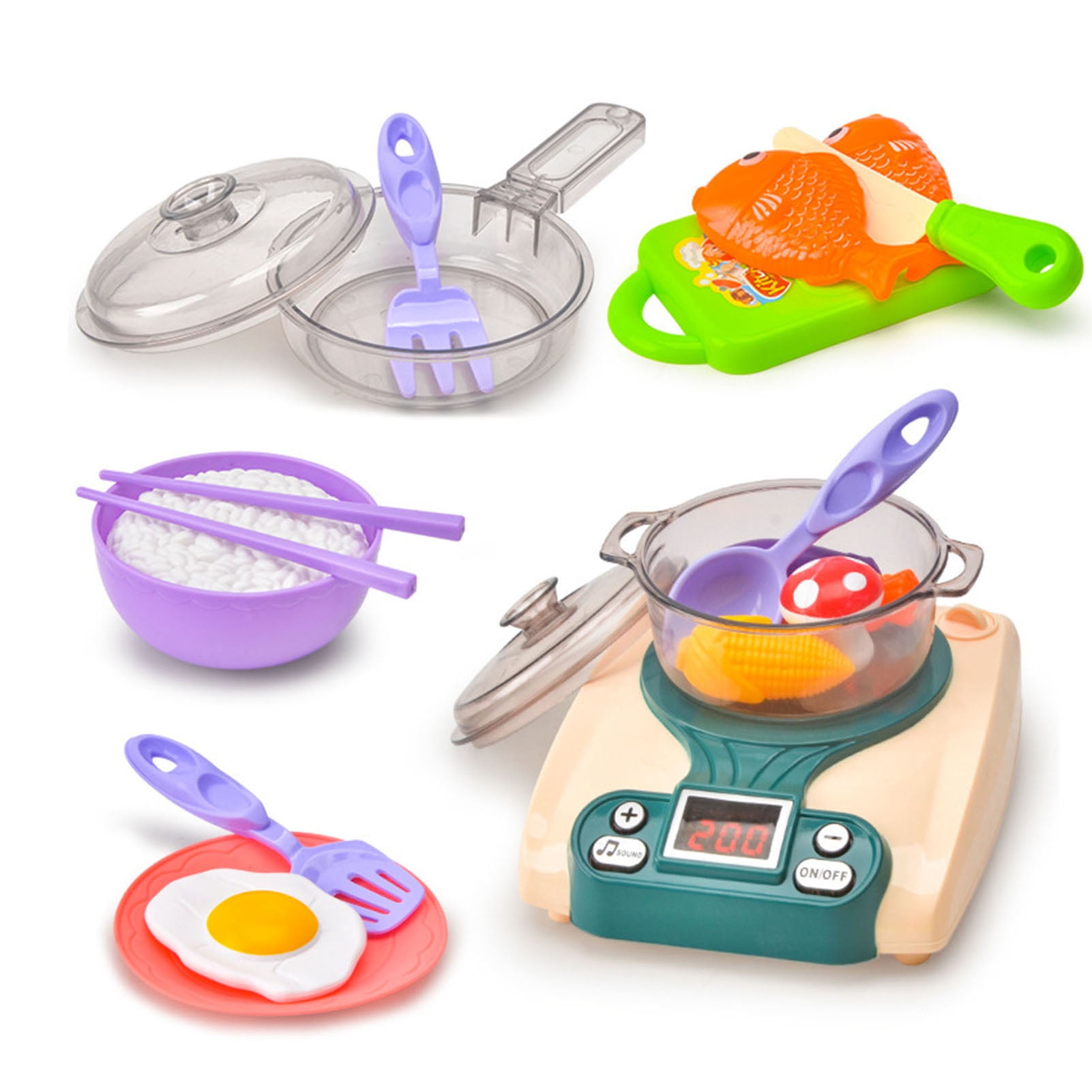 Cheers US Pretend Play Kitchen Toy with Cookware and Cooktop, Cooking