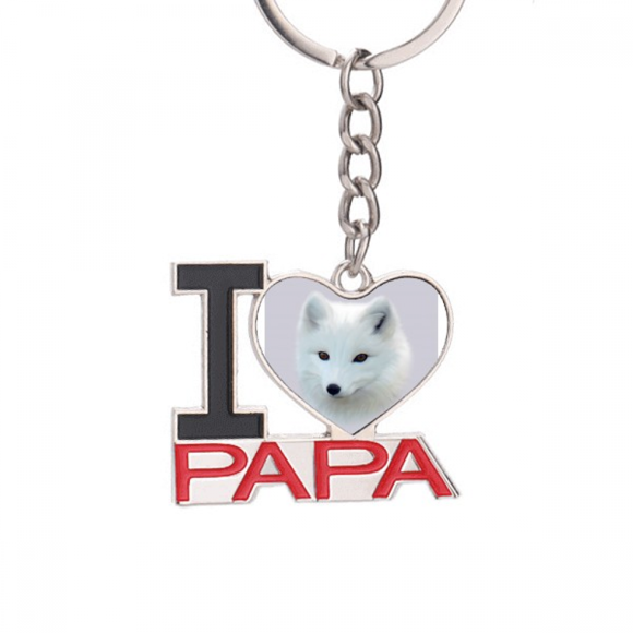 Fox Body Animals Eyes Art Deco Fashion Keychain Metal Keyring Holder Love PAPA Father