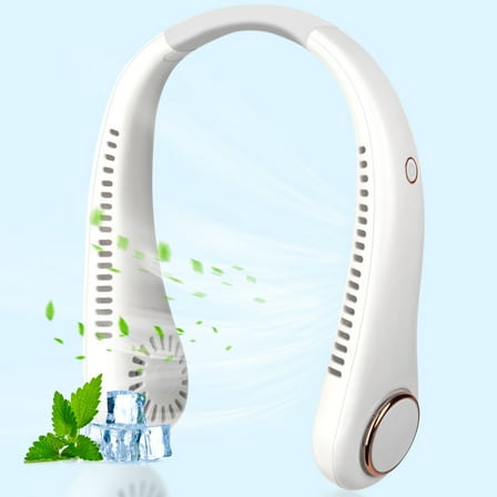 Coastacloud Portable Neck Fan, Rechargeable Turbo Bladeless Fan, 3 Speeds Adjustment 360° Cooling Airflow, Hands Free Wearable Personal Fans for Outdoor Travel Office