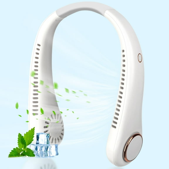 Coastacloud Portable Neck Fan, Rechargeable Turbo Bladeless Fan, 3 Speeds Adjustment 360° Cooling Airflow, Hands Free Wearable Personal Fans for Outdoor Travel Office