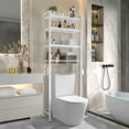 thumbnail image 2 of Biemlerfn  Over The Toilet Storage Shelf, 4-Tier Wooden Bathroom Organizer Adjustable Saver Space Rack with Toilet Paper Holder, White, 2 of 9