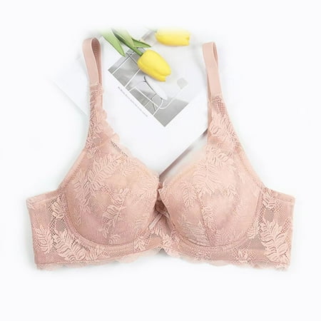 

Clearance Floral Lace Underwire Bra QIPOPIQ Women s Sexy Lace Bra Sexy Gathering Large Chest Show Small Sponge Free Thin Comfortable Large Size Underwear Rear Buckle Ventilate Bras