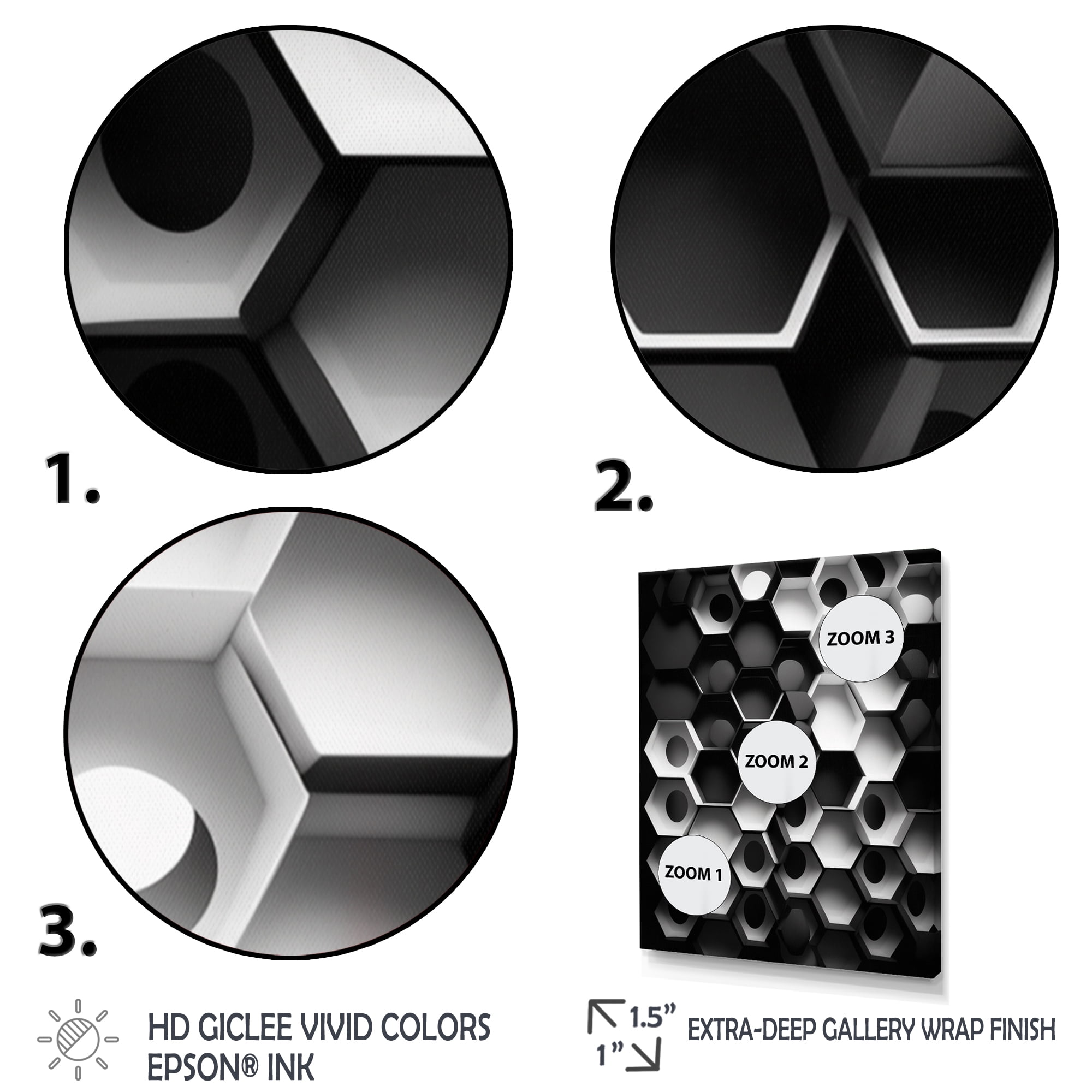 Designart Abstract Geomtric Black And White II Canvas Wall Art