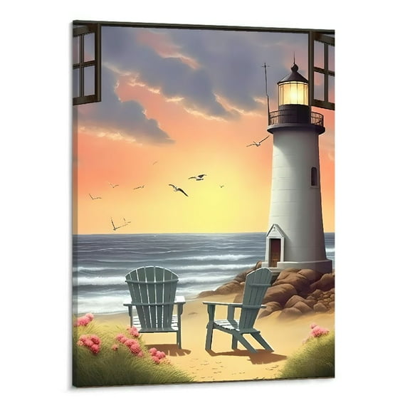 Shiartex Canvas Wall Art Picture 16x20in for Living Room Bedroom Fall Decor Beach Lighthouse 16x20in