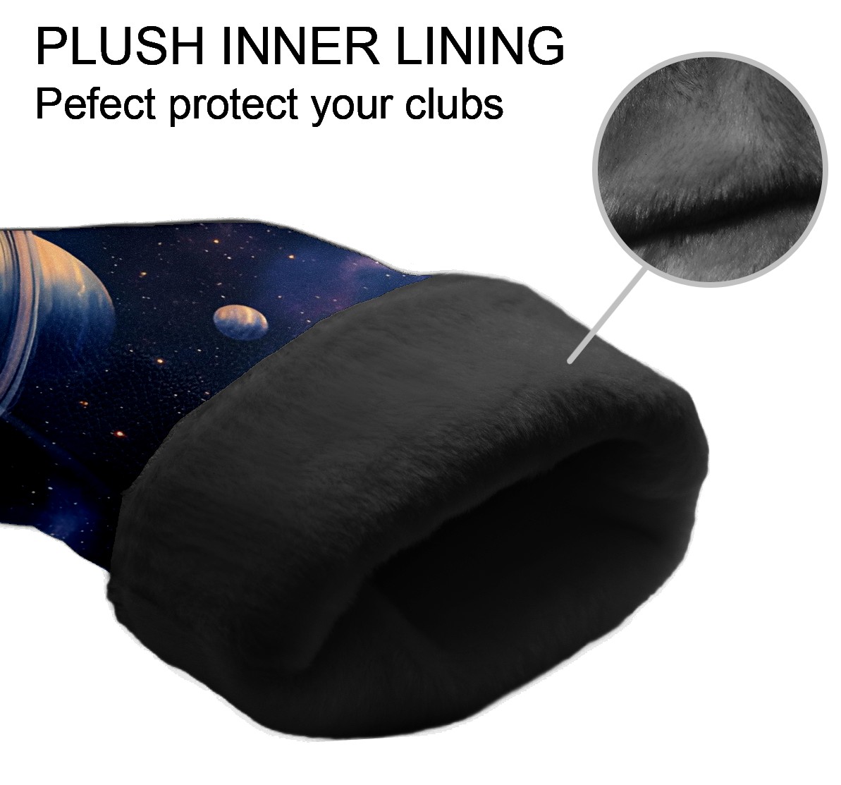 Golf Club Covers, Dark Blue Celestial Planets Premium PU Leather Driver Hybrid Putter Head Covers with Velvet Lining, Waterproof Golf Gifts for Men Women