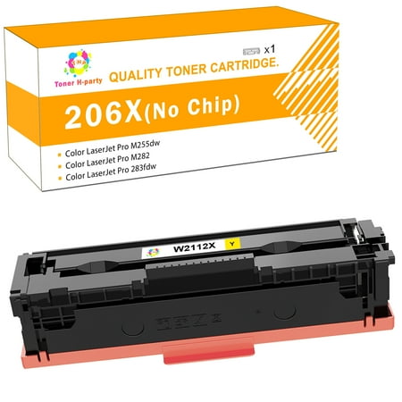 Toner H-Party Compatible Toner Cartridge Without Chip for HP 206X W2112X for HP Color Laserjet Pro M283fdw M255dw MFP M283cdw M282nw M283 M255 Printer Ink (Yellow, 1-Pack)