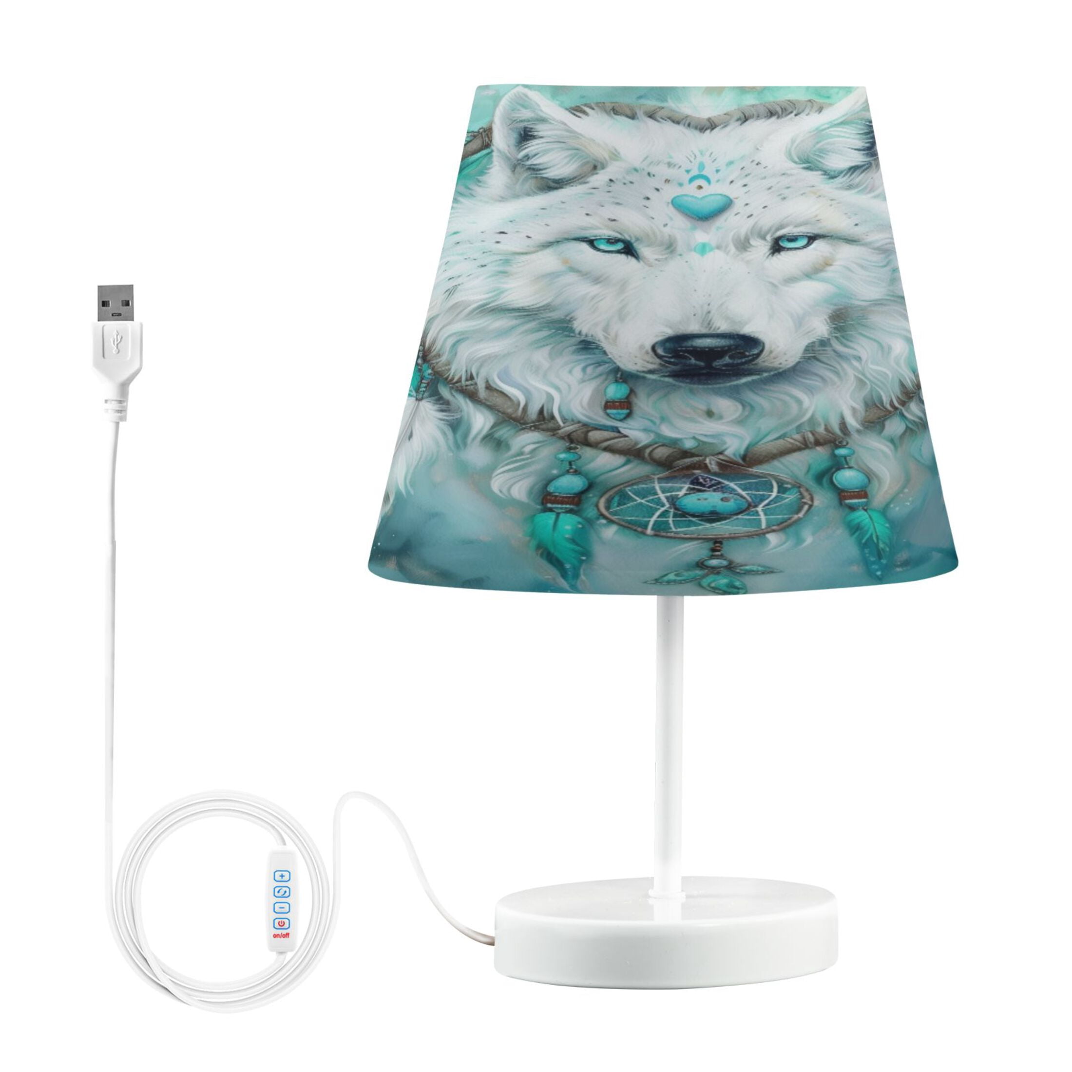 LED Desk Lamp Wolf with Heart Ring Table Nightstand Lamps with 3 Color Temperatures for Home Bedroom Living Room Decor 6x11