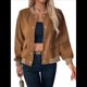 thumbnail image 3 of Chaqueta Universitaria con Botones para Mujer, Estilo Informal, Corta, con Bolsillos, para Otoño. Café Marrón M, 3 of 10