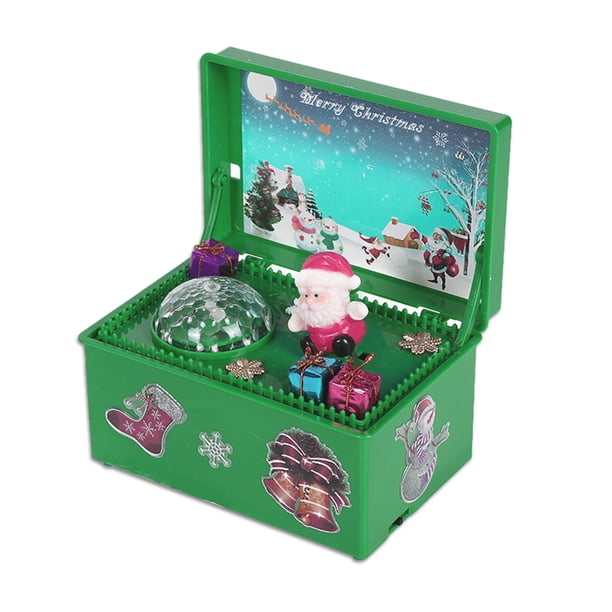 Injueey Caja de música de estilo navideño con regalo de baile caja de música eléctrica de plástico de Navidad decoración del hogar Navidad 2022 Kits de decoración para fiestas Verde Injueey HA008827-02B