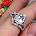 thumbnail image 2 of 1.75 Carat Pear Shape Teardrop Aquamarine Bridal Set Diamond Wedding Ring On 10k White Gold, 2 of 5
