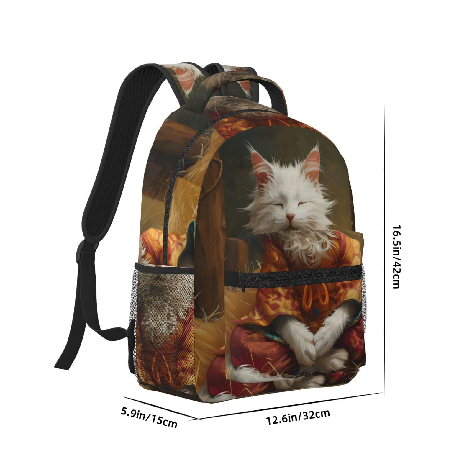 Xecao Haystack Meditating Cat Travel Backpack: A spacious, stylish computer backpack ideal for men and women, perfect for college, school, or daily travels