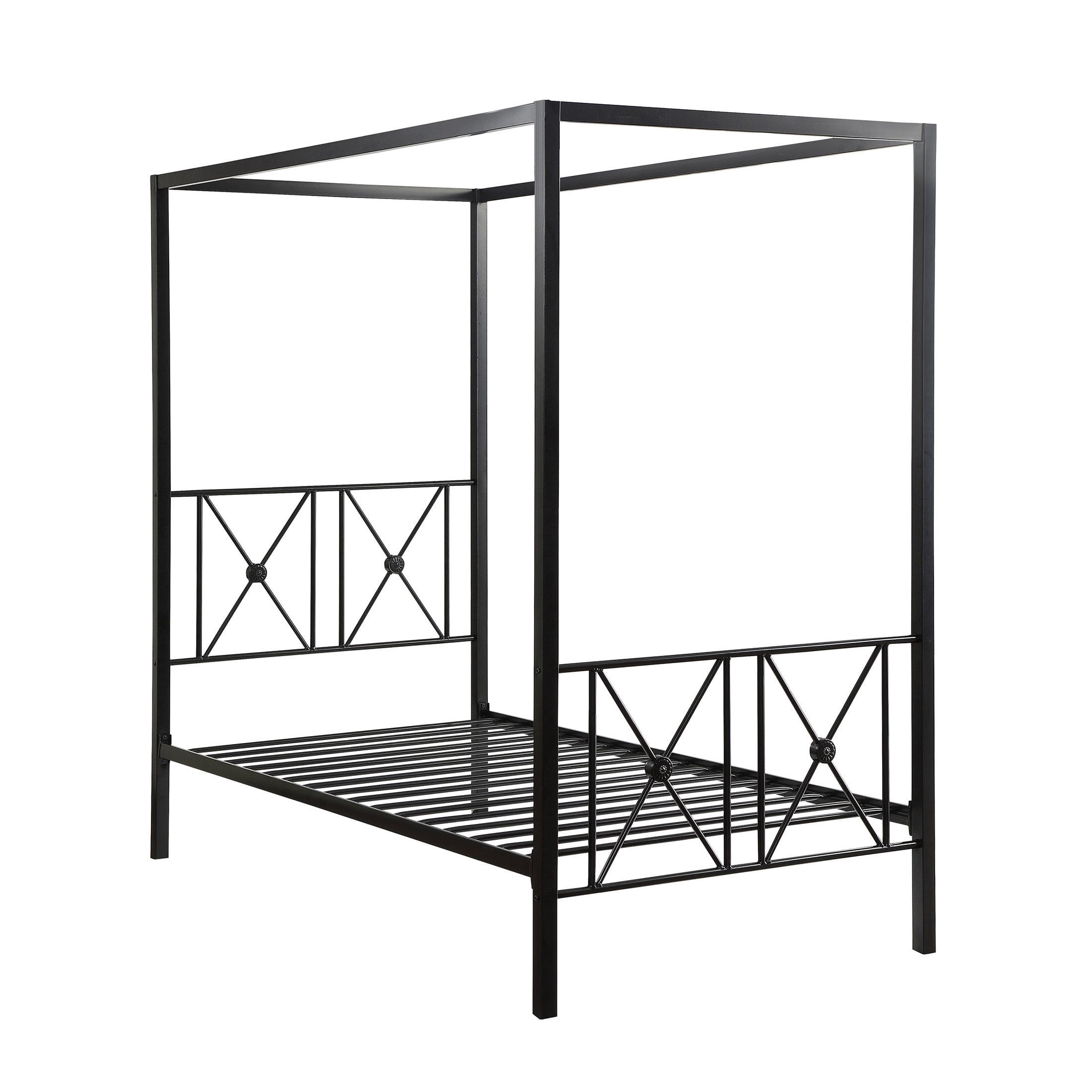 OakvillePark Bijou Double-X Metal Platform Bed, Twin, Black
