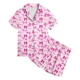 thumbnail image 3 of WOYY Little Girls Pajamas Bow Print Short Sleeve Shirt Shorts Sleepwear Pjs, Sizes 5-6Y, 3 of 4