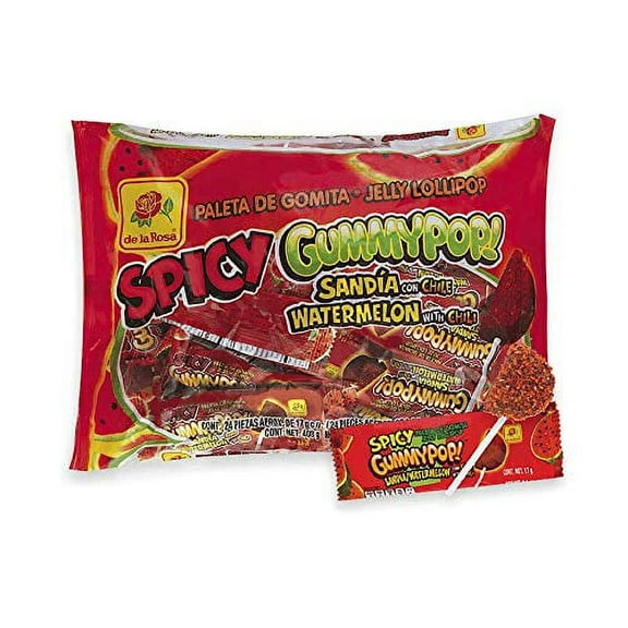 De La Rosa Spicy Gummy Pop Watermelon 24 Ct (Buy 2 Get 1 Free)