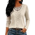 thumbnail image 3 of CAIXIA Long Sleeve Shirts for Women Boho Tops Trendy Blouses Dressy Casual Lace Tops Fall Outfits Fashion Winter Clothing Tunic Tops Loose Fit Business Casual Outfits, 3 of 6
