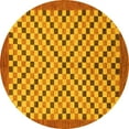 thumbnail image 1 of Ahgly Company Indoor Round Checkered Yellow Modern Area Rugs, 4' Round, 1 of 4