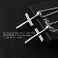 thumbnail image 3 of HZMAN Athletes Cross Necklace by Pendant Sports Stainless Steel Baseball and Baseball Bat Cross Necklace (Silver - PH 4:13), 3 of 8