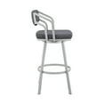 thumbnail image 3 of Armen Living Indoor Capri 26" Swivel Slate Gray Faux Leather and Silver Metal Bar Stool, 3 of 12
