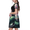 thumbnail image 2 of Disketp Snake Holding A Lotus para Vestido de Manga Corta para Mujeres, Vestidos de Verano para Mujeres, Casual y Holgado para la Playa, 2 of 6