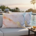thumbnail image 2 of Outdoor Pillow Cover Marble Texture Set of 2 Waterproof Throw Pillowcases Gold Abstract Art Decorative Patio Furniture Pillows for Couch Garden Indoor & Outdoor Use, 2 of 9