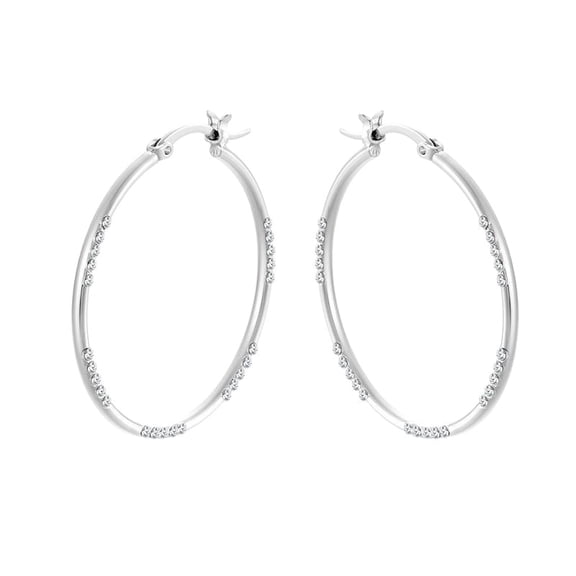 Miren Silver Minimalist Hoop Zirconia Earrings – Large, Lightweight, Hypoallergenic Women's Hoop Earrings (36mm, 48mm, 65mm)