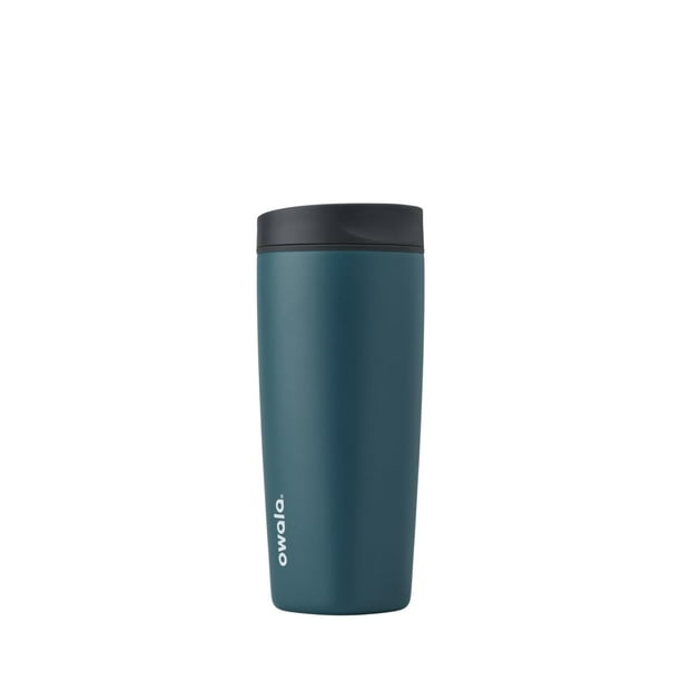 Vaso de café Owala SmoothSip Slider, aislante, 600 ml, gris y azul