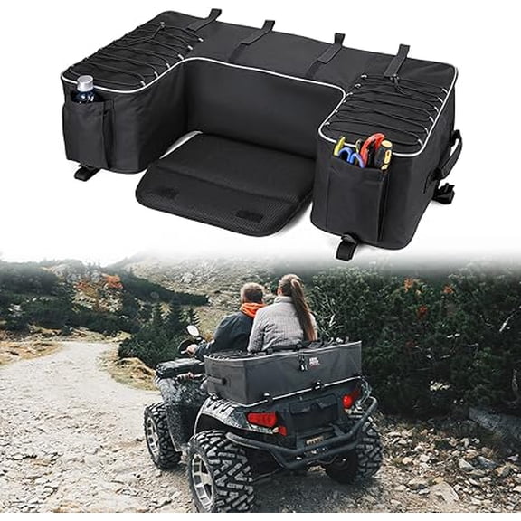 Kemimoto ATV Storage Seat Bag Cushion Removable Large Four Wheeler Gear Bag Terrain Vehicle