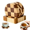 thumbnail image 4 of Shoreew 6Pcs Wooden Coasters Absorbent Protective Drink Coasters with Holder Tea Tray Checkerboard Coaster Set for Table Protection, 4 of 6