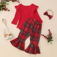thumbnail image 6 of Kogui Newborn Christmas Outfit Girl Winter Newborn Outfit Girl's 3pc Rib Frill Long Sleeve Romper and Pant Set 0 3 6 9 12 18 24 Months (Red,3-6 Months), 6 of 7