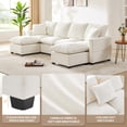 thumbnail image 4 of 110*57" Modular Sectional Sofa U Shape Couch, Deep 6-Seat Sofa Couch with 2 Ottoman and 2 Pillows, Chenille Sofa Upholstered Sleeper Sofa Cloud Couch for Living Room Apartment Office, White, 4 of 9