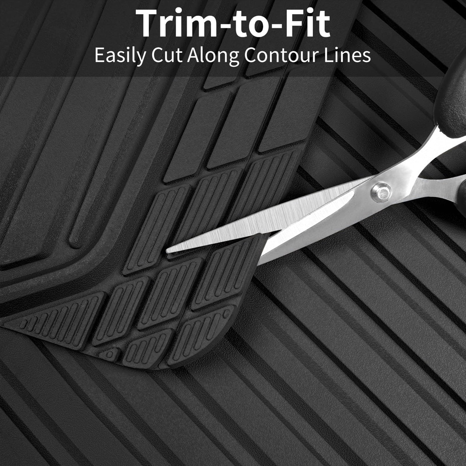 CAR GRAND Heavy Rubber Car Floor Mats, Deep Waterproof Car Mats All Weather, Universal Trim-to Fit Automotive Floor Mats for Car SUV Truck Van, Durable Floor Liners waterproof anti-slip all black
