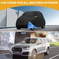 thumbnail image 2 of Cubierta impermeable para coche Unique Bargains, 210D Oxford, negra y azul, con cremallera, protección contra lluvia y sol para Smart Fortwo 2007-2019., 2 of 6