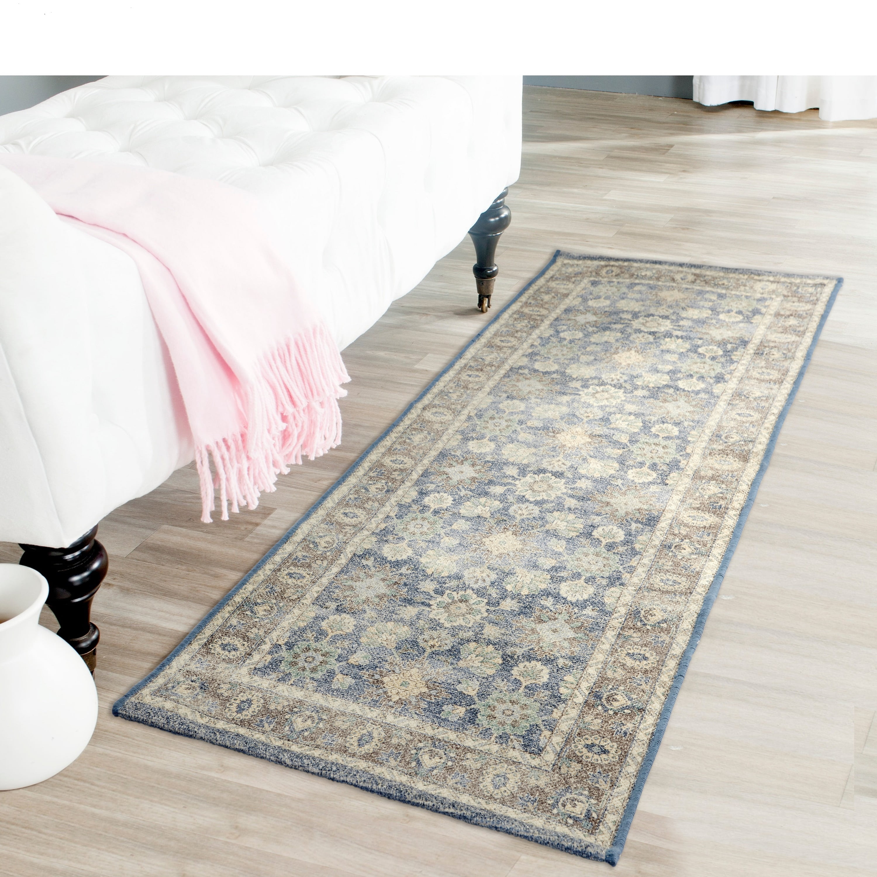 (2 pack) Better Homes & Gardens  Blue Floral Indoor 2.5' x 7' Runner Rug