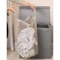 thumbnail image 4 of TEAFIRST Double Linen Laundry Hamper with Lid , Washing Clothes Storage Folding, for Home, Grey, 4 of 9