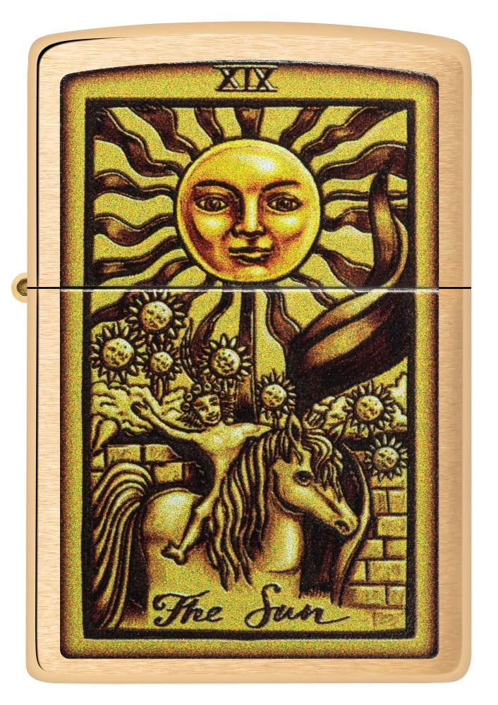 Zippo Tarot Card Brushed Brass Pocket Lighter