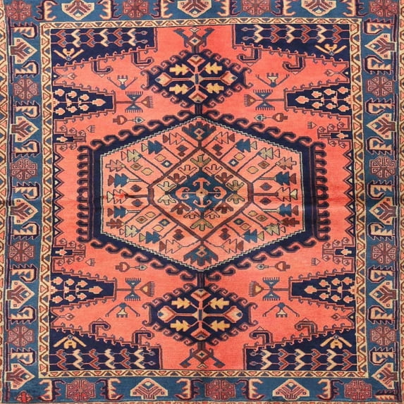 Ahgly Company Machine Washable Indoor Square Traditional Chestnut Brown Area Rugs, 3' Square