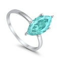thumbnail image 3 of Solitaire Marquise Ring Paraiba Tourmaline CZ 925 Sterling Silver Size 12, 3 of 7