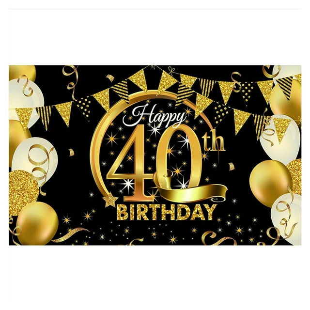 pitrice Birthday Party Banner Home Birthday Theme Backdrop Background Wall Decoration, 40 Years Old