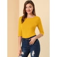 thumbnail image 3 of CamiseAjustaCon Cuello Redondo Y Mangas Al Codo PaMujer Amarillo XS, 3 of 6