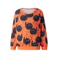 thumbnail image 2 of Liacowi Women Juniors Halloween Sweatshirt Skull Ghost Cat Pumpkin Print Long Sleeve Loose Pullover Tops Casual Streetwear for Teen, 2 of 9