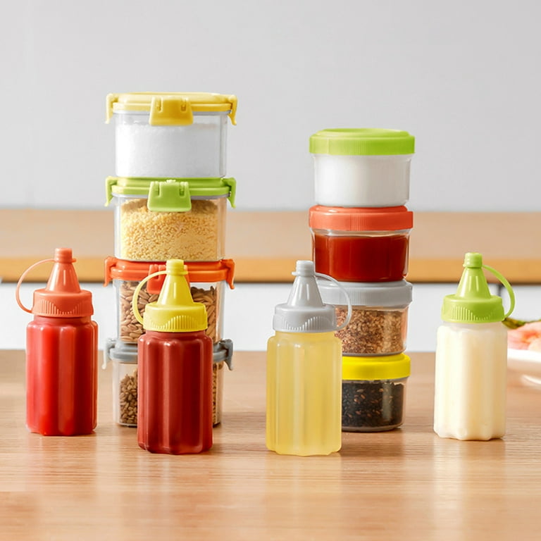 2/4Pcs Plastic Sauce Squeeze Bottle Mini Seasoning Box Salad