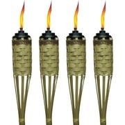 TIKI Brand 57" Barbados Bamboo Torch with Easy-Pour System, Natural, Pack of 4