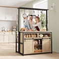 thumbnail image 6 of TROPOW 42" Kitchen Island Storage with Sliding Barn Door, Table Island Kitchen Cabinet with 2 Side Hooks, 3-Tier Shelves, Multi-Functional Dining Storage for Living Room 41.2"x24.6"x72.1", 6 of 8
