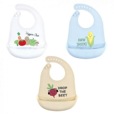 UPC: 0660168563580 | Hudson Baby Infant Boy Silicone Bibs 3pk  Veggies  One Size