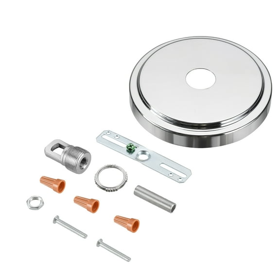 Aspen Creative 21507-31, Chrome Transitional Chandelier Fixture Canopy Kit, 5-1/8" Diameter with Collar Loop, 1" Center Hole