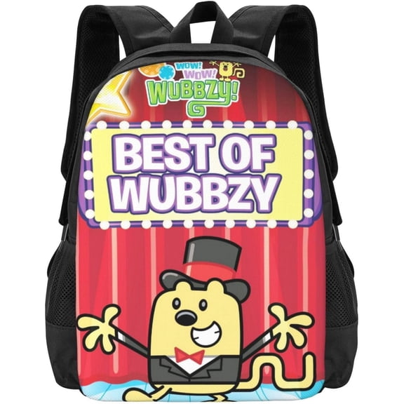 Wow! Anime Wow! Wubbzy! Anime Backpacks Canvas Backpack Cartoon Daypack Unisex Lightweight Bags for Office Travel, Black