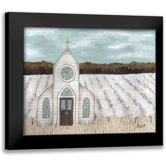 Bryan, Kathleen 14x12 Black Modern Framed Museum Art Print Titled - Farm Sketch Church landscape