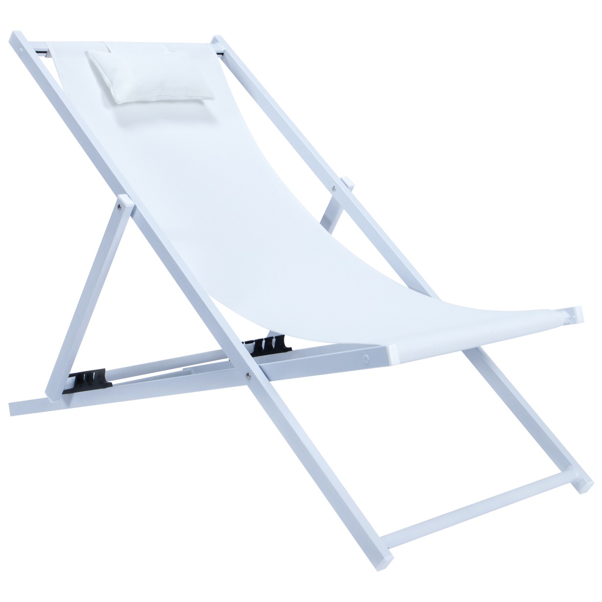 LeisureMod Sunset Outoor Sling Lounge Folding Chair With Headrest in White - image 2 of 8