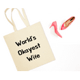 thumbnail image 2 of Worlds Okayest Wife, Cotton Canvas Re-Usable Shopping & Carry-All Tote Bag, 2 of 3